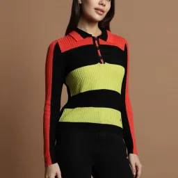 Allen Solly Multicolored Color-Block Sweater image 3