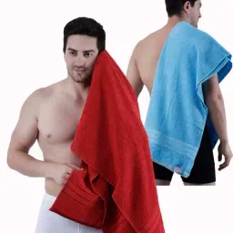 Dollar Electric Blue & Carmine 400 GSM 100% Cotton Bath Towels - Set of 2-image-67