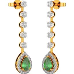 Joyalukkas 18k (750) Purity Yellow Gold Glistening Green Diamond Earrings-image-86