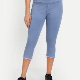 Angelfab Sky Blue Regular Fit Mid Rise Capris-image-57