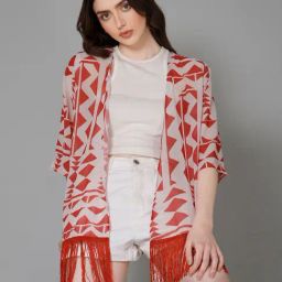 PURYS White & Red Printed Kimono-image-23