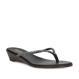 Rocia by Regal Women's Black Thong Wedges-image-80