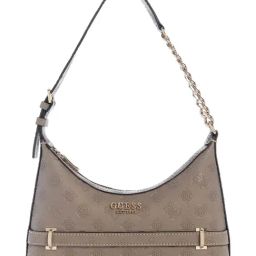 Guess Dark Taupe Zarela Logo Hobo Bag-image-74