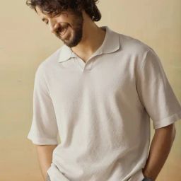 Andamen Grey Cotton Relaxed Fit Texture Polo T-Shirt-image-22