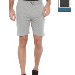 Force NXT Melange Grey & Black Cotton Regular Fit Shorts - Pack Of 2-image-43