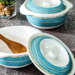 Servewell Blue Melamine Casserole with Lid - Set of 2-30