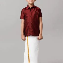 Ramraj Boys Maroon White Shirt & Dhoti Set-picture-31