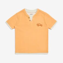 HOP Kids by Westside Orange Embroidered Cotton T-Shirt-picture-44