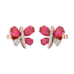 Joyalukkas 18k (750) Purity Rose Gold Fluttering Ruby Wings Diamond Earrings-image-59