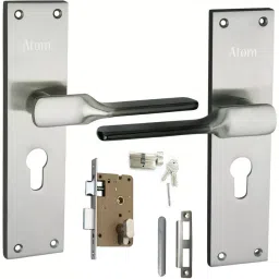 Atom Aluminium Silver Door Handle Lock Set, AL-52C/Y-B.S.8-image-84