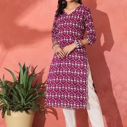 InWeave Women Ethnic Motifs Printed Daily Straight Kurta-picture-28