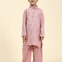 Pro-Ethic Style Developer Kids Pink Printed Full Sleeves Kurta with Pyjamas-picture-46