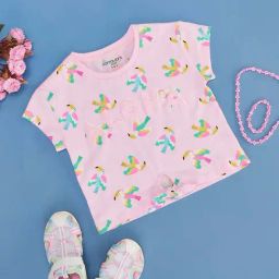 Pantaloons Junior Kids Pink Cotton Printed Top-image-86