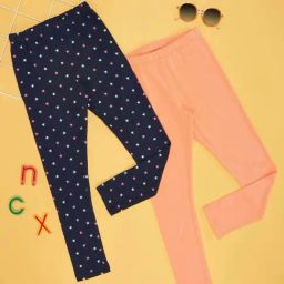 YU by Pantaloons Kids Navy & Orange Cotton Printed Leggings (Pack of 2)-image-48