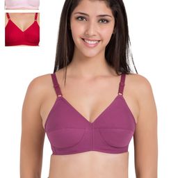 Souminie Pack of 3 Pure Cotton Non Padded Full Coverage U Back Bra-image-72