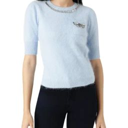 Liu Jo Light Blue Embellished Regular Fit Sweater-picture-47
