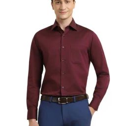 Allen Solly Maroon Cotton Regular fit Geometric Shirt-image-40