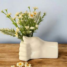 Art Street White Ceramic Mannequin Hand Decorative Vase-image-12