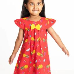 Campana Kids Red Printed Dress-image-20