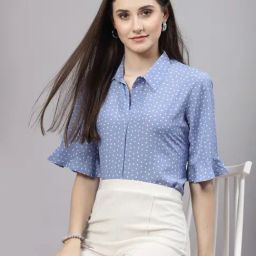 Style Quotient Blue & White Printed Top-15