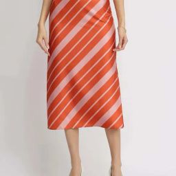 Fablestreet Orange Regular Fit Striped Skirt-picture-20