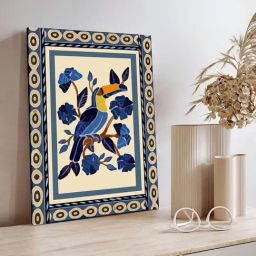 Art Street Blue Indian Wall Oucan Bird Stretched Canvas Wall Art-45