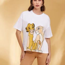 Kazo White Printed Oversized T-Shirt-image-50