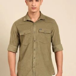 Cavallo By Linen Club Green Slim Fit Self Pattern Shirt-image-54