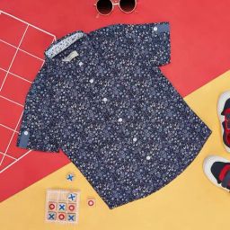 Pantaloons Junior Kids Navy Cotton Floral Print Shirt-image-95