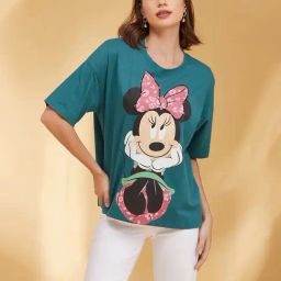 Kazo Teal Embellished Oversized T-Shirt-image-23