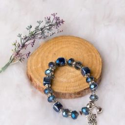 Jewelz Deep Blue Crystal With Polygon Cube Beaded Bracelet For Women & Girl-41