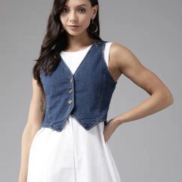 KASSUALLY Blue Cotton Regular Fit Shrug-image-20