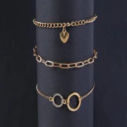 Jewelz Gold Plated Multilayer Charm Bracelets-43