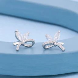 Kushal's Fashion Jewellery White Rhodium Polished Zircon Earring for Women-picture-25