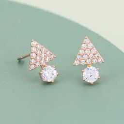 Kushal's Fashion Jewellery White Rose Gold Polished Zircon Earring for Women-picture-27