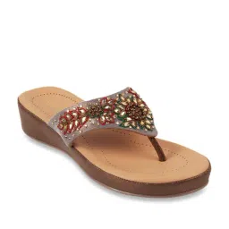 Metro Women's Antique Gold Thong Wedges-picture-28