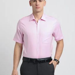 Turtle Light Pink Cotton Regular Fit Dobby Shirt-image-43