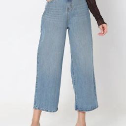 Vero Moda Blue Cotton Relaxed Fit High Rise Jeans-image-84