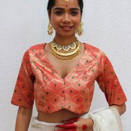 Chidiyaa Red Juhi Mogra Idalia Brocade Blouse-image-0