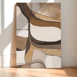 Art Street Beige Modern Abstract Stretched Canvas Painting-35