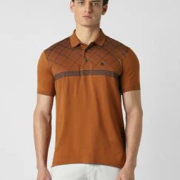 Van Heusen Brown Cotton Regular Fit Checks Polo T-Shirt-image-37