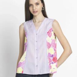 SHAYE Purple Printed Top-picture-31