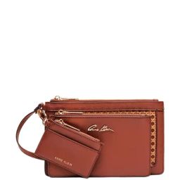 Anne Klein Brown & Tan Textured Pouch Set of 3-0