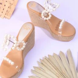 The White Pole Women's Beige Casual Wedges-picture-6