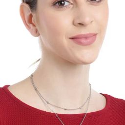 YouBella Silver-Plated Hearts Shaped Layered Necklace-16