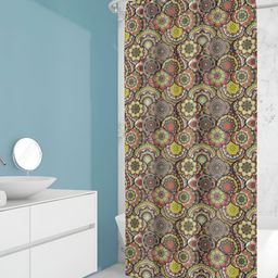 ArtzFolio Green & Yellow Floral Printed Waterproof Shower Curtain-image-71