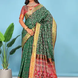 jayant creation Green Silk Blend Patola Sarees-picture-28