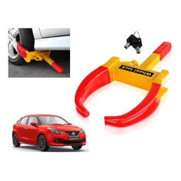 Auto Pearl Security Adjustable Anti Theft Yellow, Red Wheel Clamp Lock Compatible for Baleno RS 2017-image-1