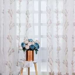 Parda Online White & Brown Set of 2 Sheer Window Curtain-image-77