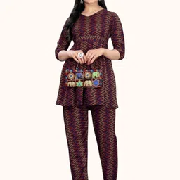 KANUDA Women Yellow Poly Crepe Kurta Sets-picture-11
